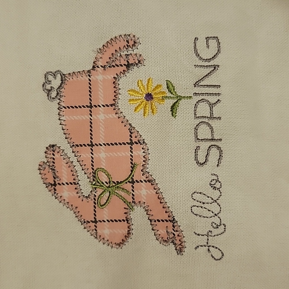 Spring & Main hostess apron embroidery bunny rabbit flower pink Lilac plaid …New - Picture 4 of 9